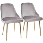Chaises de salle à manger Argent Or : Revêtement velours, Pieds chromés, Patins de protection pour le sol