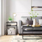 Table d'appoint en métal noir Glasgow, design carré moderne, aucun assemblage requis