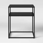 Table d'appoint en métal noir Glasgow, design carré moderne, aucun assemblage requis