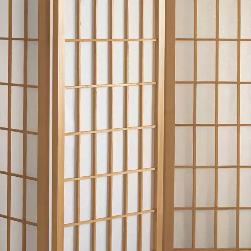 Paravent Shoji à carreaux de 1,5 m de haut - Naturel (4 panneaux)