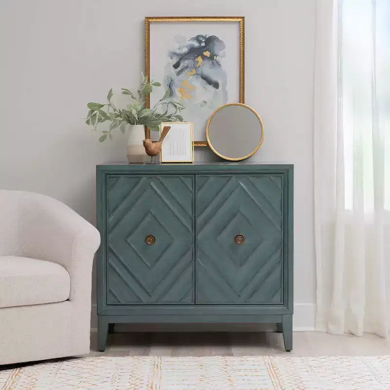 Armoire Jaylan Diamond 2 portes bleue