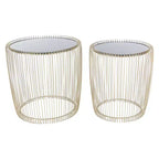 Set of 2 Metal and Glass Round Accent Tables Gold - Olivia & May: No Assembly, Indoor Use, Contemporary Style