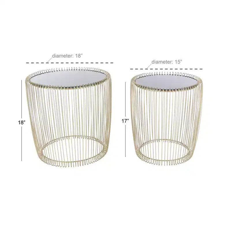 Tables d'appoint rondes en métal et verre doré, aucun assemblage requis, utilisation intérieure, style contemporain