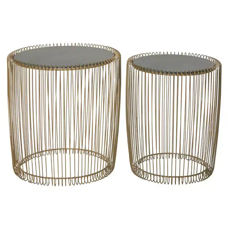 Tables d'appoint rondes en métal et verre doré, aucun assemblage requis, utilisation intérieure, style contemporain