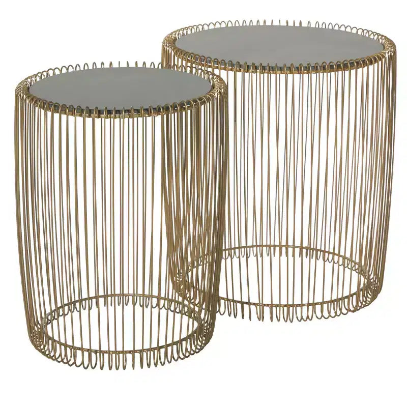 Tables d'appoint rondes en métal et verre doré, aucun assemblage requis, utilisation intérieure, style contemporain