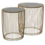 Tables d'appoint rondes en métal et verre doré, aucun assemblage requis, utilisation intérieure, style contemporain
