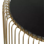 Tables d'appoint rondes en métal et verre doré, aucun assemblage requis, utilisation intérieure, style contemporain