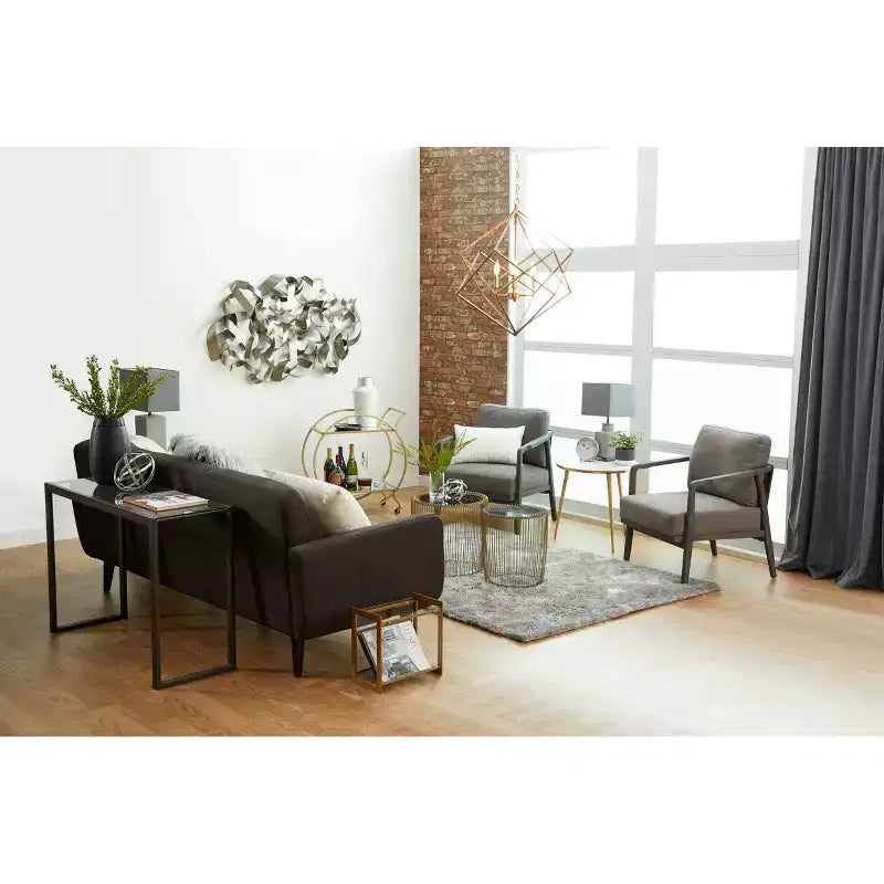 Tables d'appoint rondes en métal et verre doré, aucun assemblage requis, utilisation intérieure, style contemporain