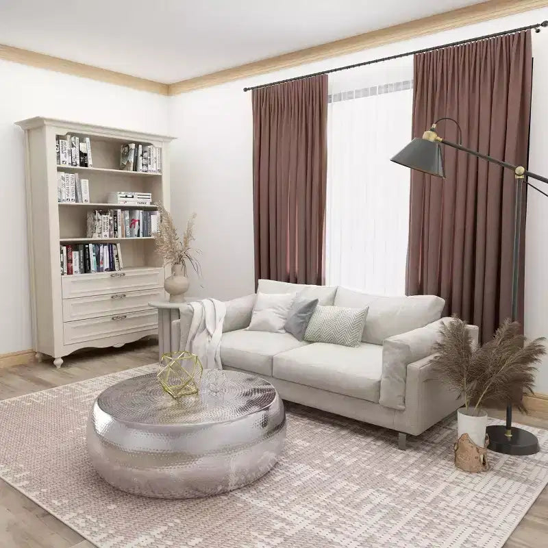 Table basse contemporaine en aluminium argenté