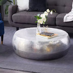Table basse contemporaine en aluminium argenté