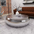 Table basse contemporaine en aluminium argenté