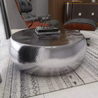 Table basse contemporaine en aluminium argenté