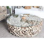 Table basse contemporaine en bois flotté marron