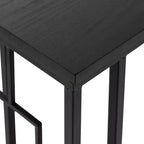 Table d'appoint contemporaine en métal et bois noir, en forme de C, sans assemblage, cadre en fer