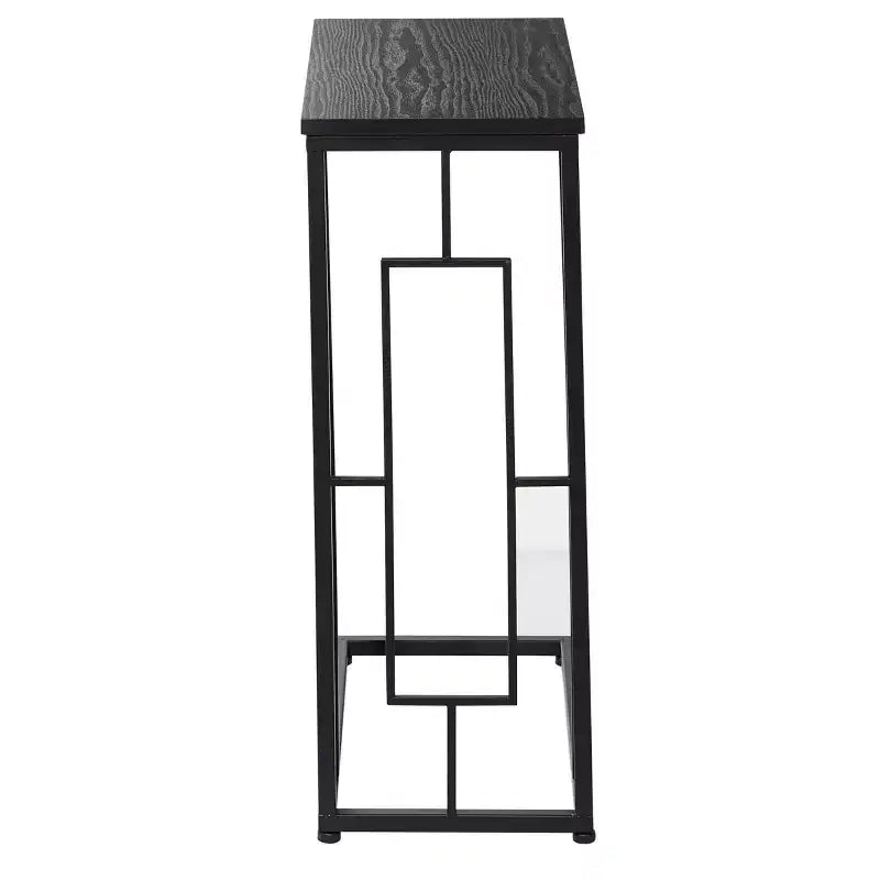 Table d'appoint contemporaine en métal et bois noir, en forme de C, sans assemblage, cadre en fer