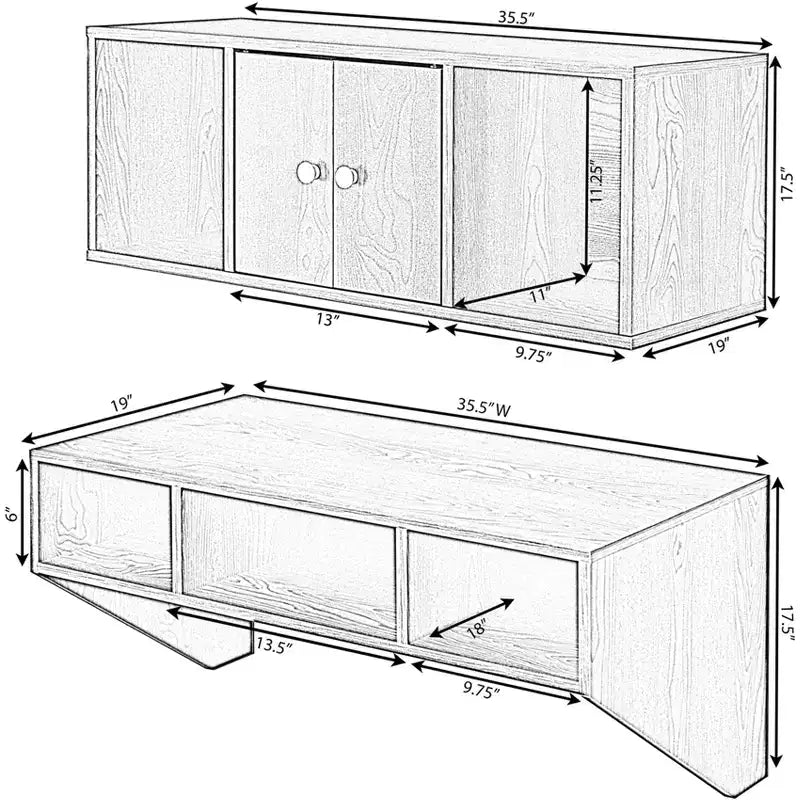 Bureau d'ordinateur mural et armoire suspendue