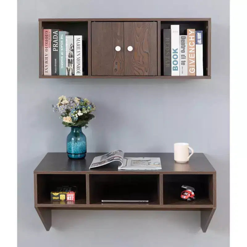 Bureau d'ordinateur mural et armoire suspendue