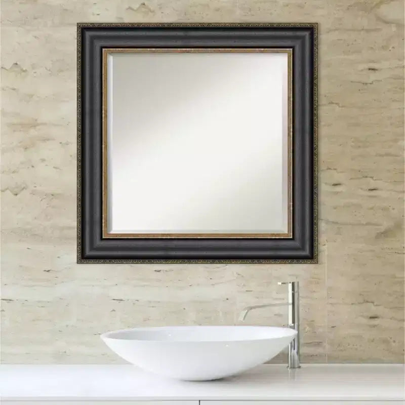 Miroir mural de salle de bain encadré en bronze Thomas - Noir