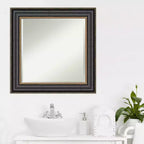 Miroir mural de salle de bain encadré en bronze Thomas - Noir