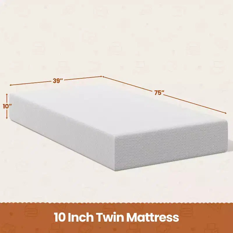 Matelas en mousse à mémoire de forme au gel 10 po avec parfum de thé vert, technologie rafraîchissante, 3 couches de mousse